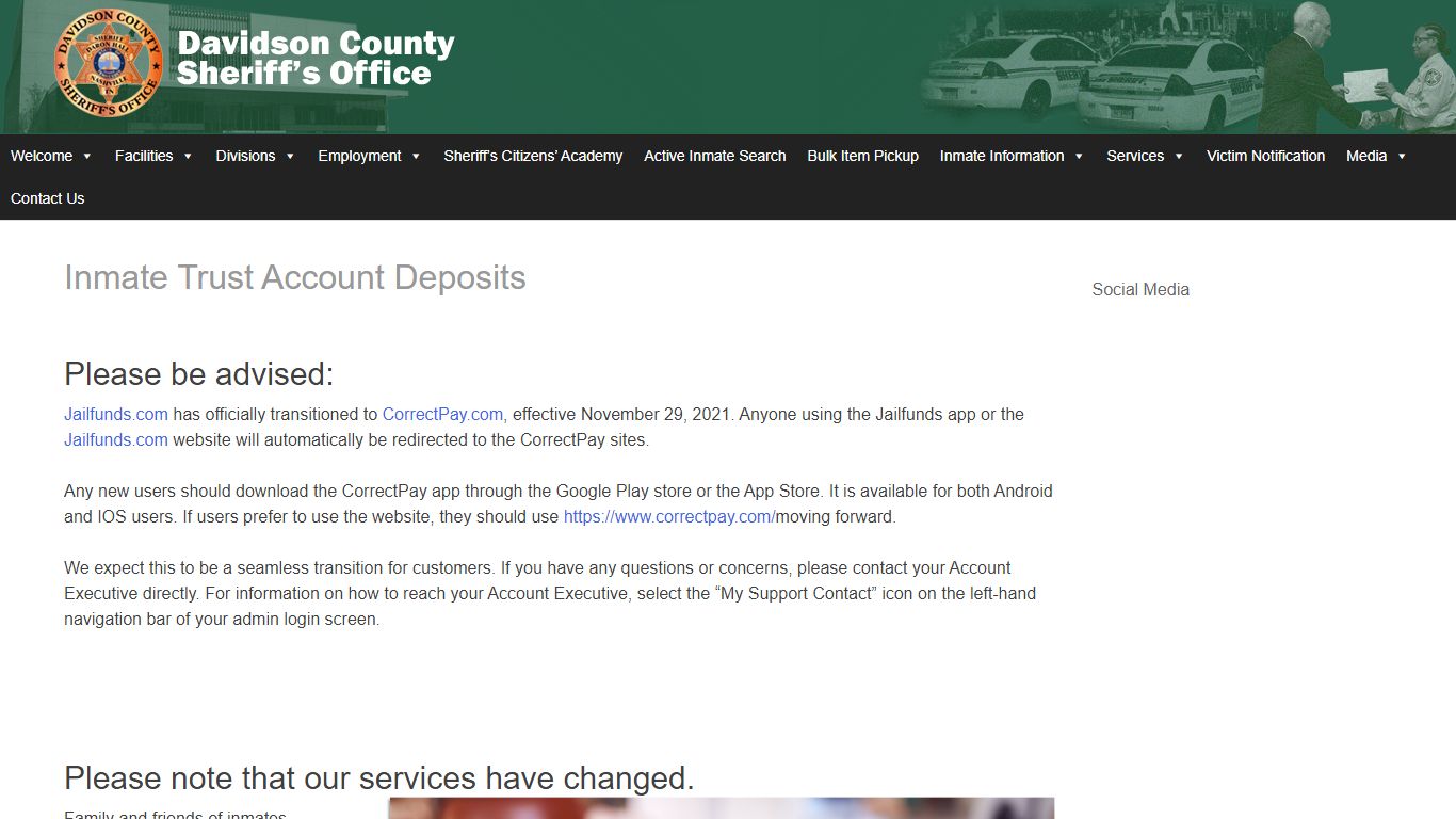 Inmate Trust Account Deposits – Davidson County Sheriff - Nashville