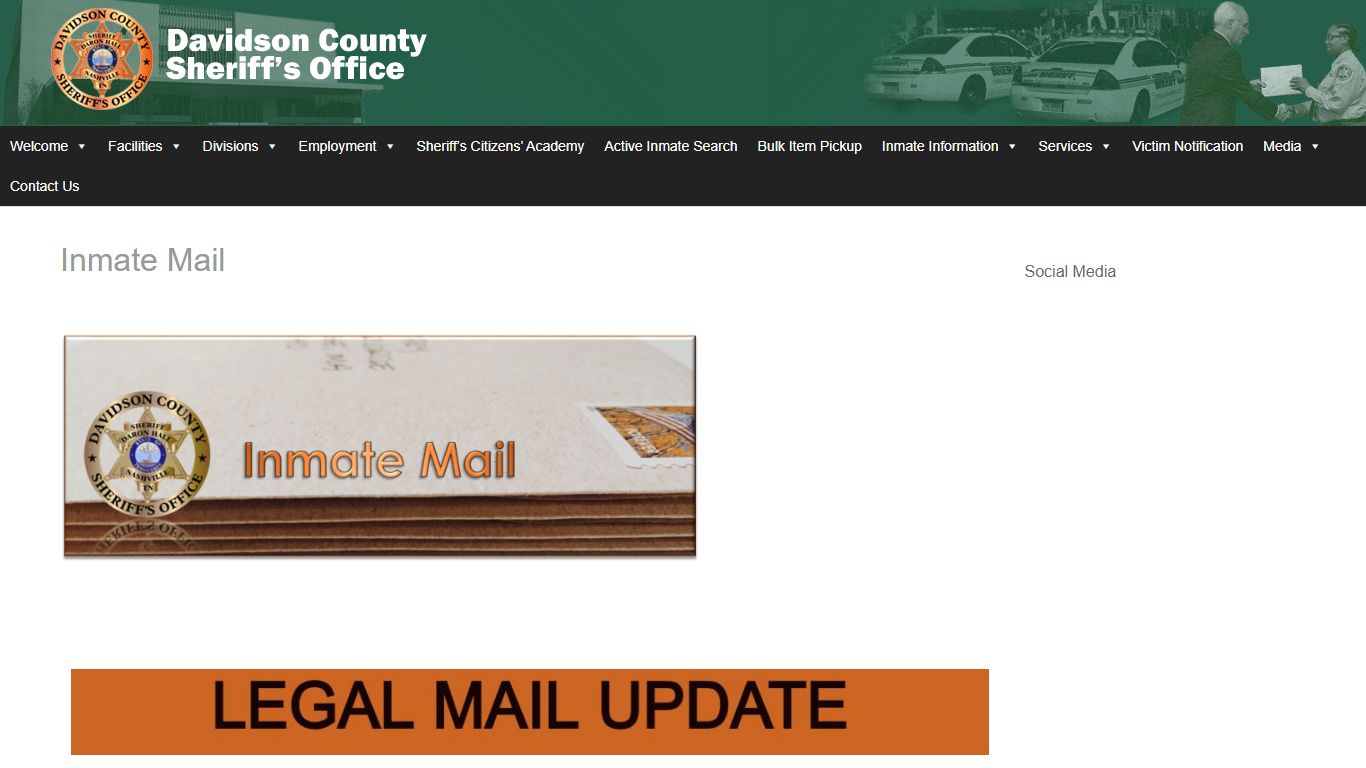 Inmate Mail – Davidson County Sheriff – Nashville Tennessee