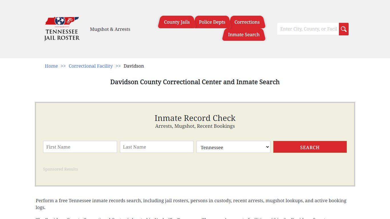 Davidson County Correctional Center and Inmate Search